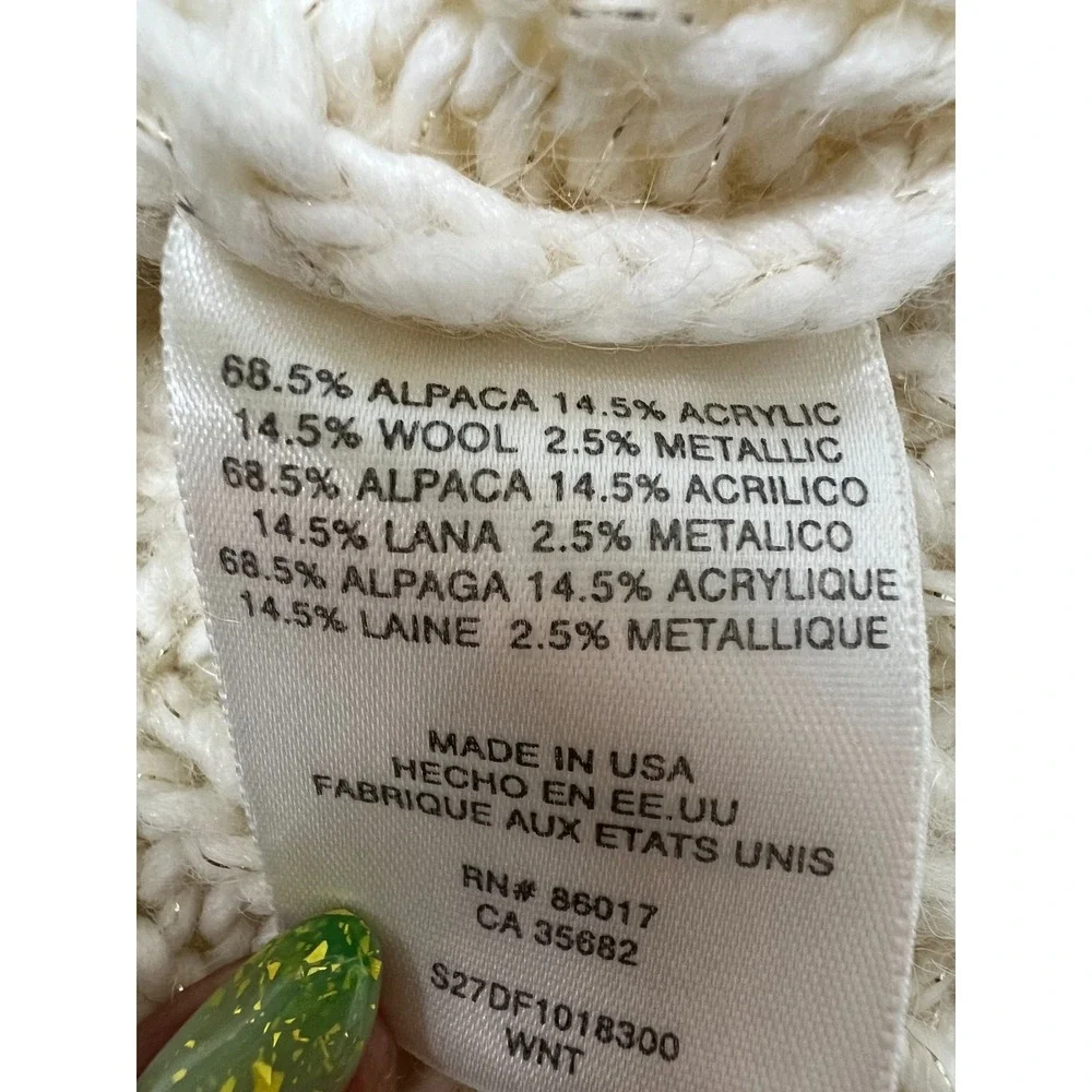 Y2K Bebe Alpaca Wool Metallic Shimmer Cowl Neck Sweater L Chunky Cable Knit US